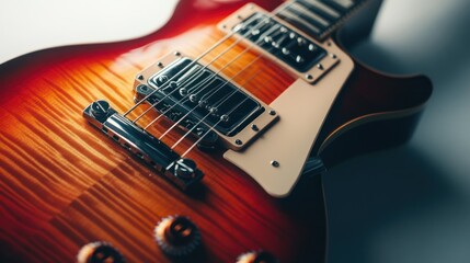 Fototapeta premium A close-up of an electric guitar showcasing its vibrant finish and intricate details.