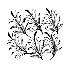 Vector gold leaves on white background isolated. Wavy drawn line branches, nature, plants luxury design elements.Modern floral art deco seamless pattern. Vector damask illustration with leaves. 