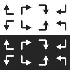 Curved arrow set, directional symbols for navigation, rotation and movement vector design