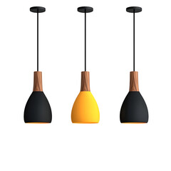 Naklejka premium Three stylish pendant lights hanging against a white background