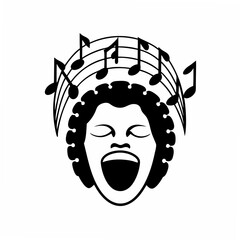 creative Silhouette Singing Face with Notes Icon Vector Illustration 
