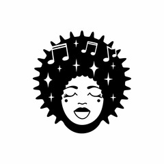 creative Silhouette Singing Face with Notes Icon Vector Illustration 
