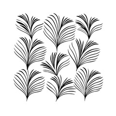 Vector gold leaves on white background isolated. Wavy drawn line branches, nature, plants luxury design elements.Modern floral art deco seamless pattern. Vector damask illustration with leaves. 