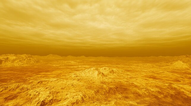 Captivating image of venus s harsh landscape with toxic clouds and volcanic terrain in dim light