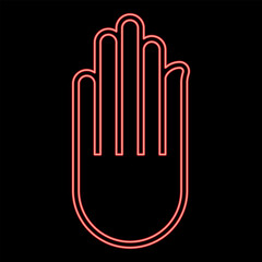 Neon hand Akhimsa Ahimsa arm Jainism Jain religion symbol Dharma Ahinsa red color vector illustration image flat style