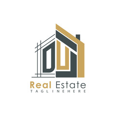 Fototapeta premium initial monogram logo for real estate with Home shape creative design.