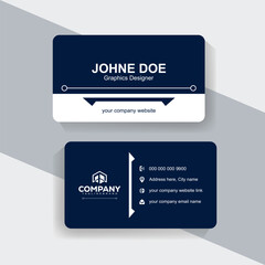 Editable Navy Blue Vector Business Card Design with Clean Aesthetic. Clean and stylish navy blue and white business card template for branding identity.