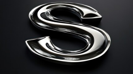 3D rendered metallic letter S on a dark background.  Possible use graphic design, education, branding