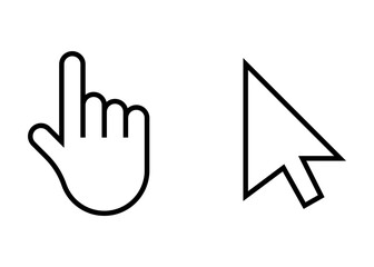 Cursor Icons, Hand Pointer and Arrow Symbol, Click Elements, Flat Design, Digital UI Graphics, cursor and hand pointer icons.
