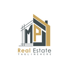 Fototapeta premium initial monogram logo for real estate with Home shape creative design.