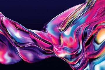 smooth wave shapes  vibrant rainbow colors neon pink