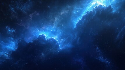 Fototapeta premium Cosmic Nebula Glowing blue gas clouds in deep space, background stars. Use Sci-fi, fantasy backdrop