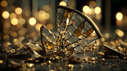 Broken glass decorative art piece