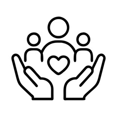 Community care love support icon vector illustration hands holding people together concept
