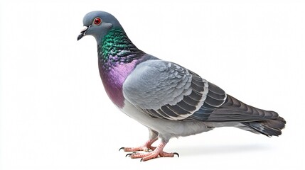 Majestic pigeon isolated on white background for professional projects