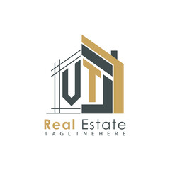 Obraz premium initial monogram logo for real estate with Home shape creative design.