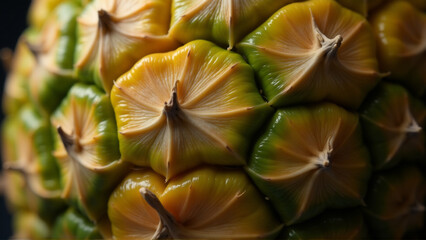 Fototapeta premium Close-Up Macro Detail of Pineapple Skin Texture Showing Geometric 'Eyes' Pattern