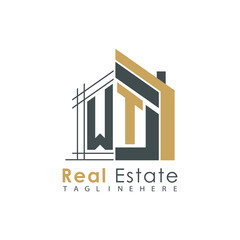 initial monogram logo for real estate with Home shape creative design.