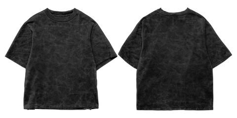 Front and back black washed  t-shirt, tees, oversized black washed t-shirt mockup, black washed...