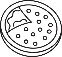 pizza line art, black outline, vector and illustration, coloring book page line art drawing