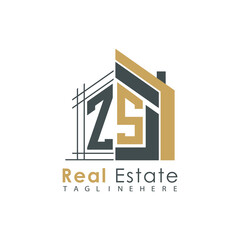 Fototapeta premium initial monogram logo for real estate with Home shape creative design.