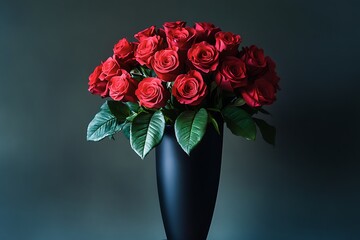 Obraz premium red roses in vase