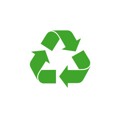 Obraz premium Green recycling symbol in flat style with arrows 
