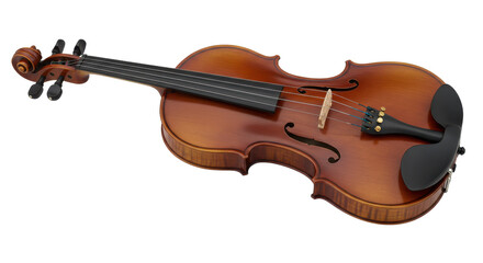 Fototapeta premium Gleaming Violin Rich Brown Wood Black Accents on Black