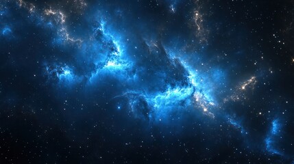 Cosmic Nebula Blue interstellar cloud, starfield background, space exploration, science fiction