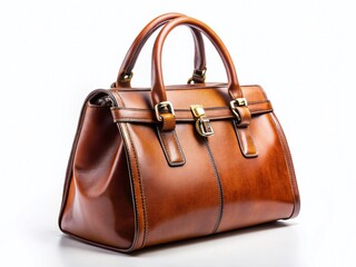 Elegant Brown Leather Women's Handbag - Classic Style Fashion Accessory on White Background