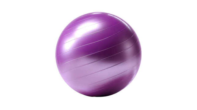 Yoga Ball: A vibrant purple yoga ball, presented in pristine detail, symbolizing balance, flexibility, and wellness, perfect for enhancing fitness routines.