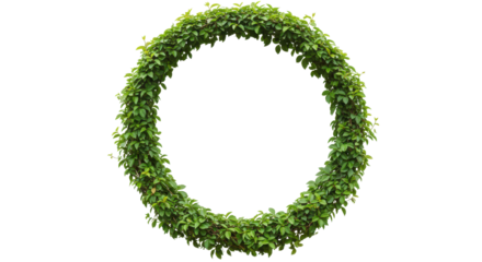 Green leaves form a circle on black. Foliage frames a void. Natural, simple, inviting