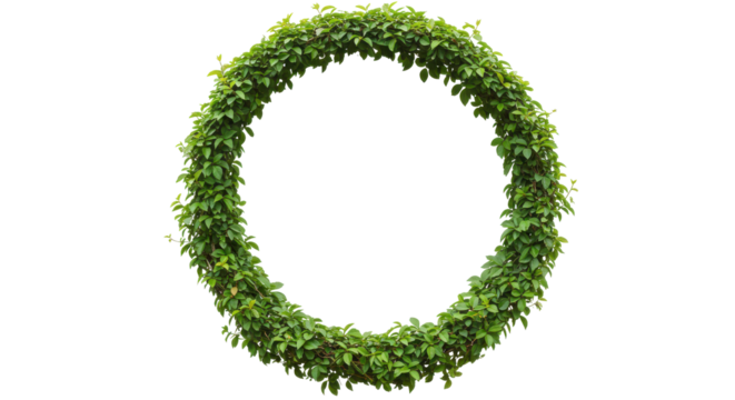 Green leaves form a circle on black. Foliage frames a void. Natural, simple, inviting