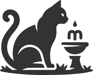 Funny cute cat silhouette vector