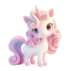 Fototapeta premium Adorable Fantasy Unicorn Character with Pretty Pink Mane Isolated on Transparent Background