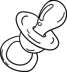 Hand drawn Baby Shower doodle clipart. Pacifier illustration for infants, featuring a simple and clean design.