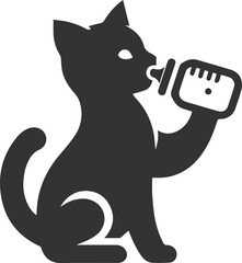 Funny cute cat silhouette vector