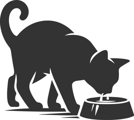 Funny cute cat silhouette vector