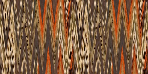 Warm earth tones ikat stripe seamless border pattern. Woven fabric effect autumnal ribbon edge in brown ombre background trim. Space dyed tapestry trend banner