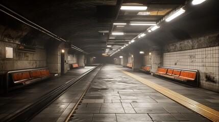 Empty underground metro station