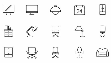 office workspace icon set with editable stroke  of (1).eps