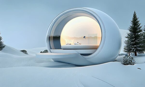 Snowy landscape with igloo structure winter wonderland serenity