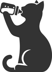 Funny cute cat silhouette vector