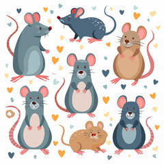 Naklejka premium Set of rats characters