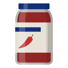 Hot chil pepper sauce in a jar