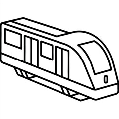 Minimalist Outline of an Underground Subway Train in Thin Line Style