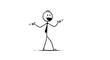 Cheerful stick figure with open arms