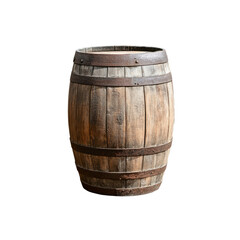 Rustic Wooden Barrel Isolated on Transparent Background