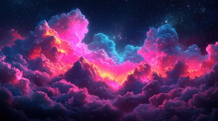 Fototapeta premium Dreamy Cosmic Clouds with Vibrant Colors in Night Sky