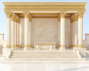 Fototapeta premium Ancient marble temple with golden trim and steps